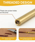 Close-up of threaded brass needle from Two Piece Brass Leather Sewing Needles For Hand Stitching And Lacing, Long Jumbo Lacing Needles Set.