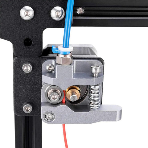 Dope Bowden Tubing Kit 1M XS Series 1.75mm filament installed on 3D printer extruder with PC4 M6 brass fitting