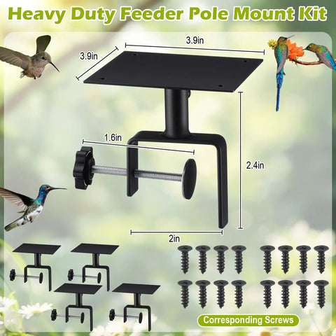 4 Pack Bird House Mounts For Fence And Deck All In One Kit, No Fuss Easy Install Adjustable Heavy Duty Clamp On Shelf Brackets With Screws, Bird Feeder Brackets For Garden Backyard Patio Tree Outdoor Decor