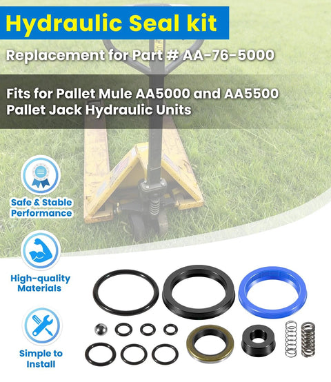 Seal Kit For Pallet Mule Wesley Pallet Jack AA5000 AA5500 Hydraulic Unit Rebuild And Repair Pro Grade Direct Replacement AA-76-5000 shown