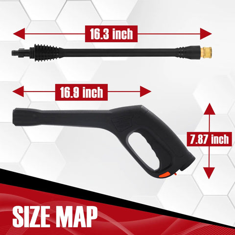 Dimensions of Pressure Washer Spray Gun And 32 Foot Hose Kit With Extension Wand And Five Nozzle Tips Beast Heavy Duty Attachment Compatible With Ford Husky Black Decker Pulsar Portland Powerwasher ShopForce TaskForce TaskMaster Sun Joe