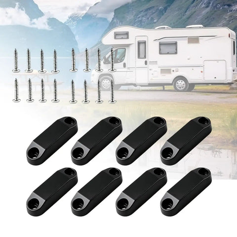 Magnetic Baggage Door Catches And Door Holder For Cabinets And Drawers, Black Finish, No Drill Mounting, Camper Background