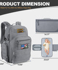 Dad Gear Tactical Diaper Bag Backpack With Changing Pad, Military MOLLE System, Water Resistant 900D Fabric, product dimensions