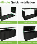 75 Gallon Outdoor Storage Box Weatherproof And Lockable For Patio Cushions, Garden Tools, And Outdoor Gear Black assembly guide