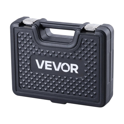 VEVOR bicycle bearing press kit case, black hard-shell case with diamond-textured surface and metal latches