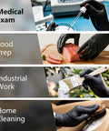 Top Tier Built Tough 6 Mil Black Nitrile Gloves 100 Pack Large for medical exam, food prep, industrial work, and home cleaning.