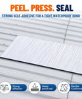 Heavy Duty Roof Repair Tape And Weatherproof Flashing Membrane To Patch Leaks On Rv Gutters Windows And Siding Without A Sweat Long Lasting Tape holds strong on metal roof.