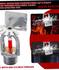 Top Notch Fire Sprinkler Head Replacement Pendent Type Quick Response Water Spray 1/2 Inch Thread close-up with chrome finish and red glass.