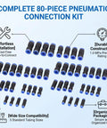 Super Cool 80PC Push To Connect Air Fittings Kit With Quick Pneumatic Tube Adapters For 4-12mm OD PE PU PVC Nylon Tubing And PBT Line Hoses, 80-piece set