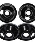 Electric Stove Drip Pan Set 8 Inch And 6 Inch Replacement Bowls WB31M19 WB31M20 2 Pack Black ceramic stovetop pans