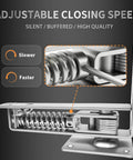 Dual Action Spring Hinges For Wood Doors With Self Closing And Stop in silver showing adjustable closing speed.