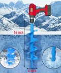 16 Inch by 4 Inch Upgraded Auger Drill Bit With Thickened Sharp Blades and Tungsten Carbide Cemented Blades for Ice Fishing on Ice