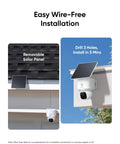 Image of 4 Cam Wireless Outdoor Solar Security Camera System With AI Tracking 2K Clarity Day And Night 360 Degree Pan Coverage Local Storage Up To 16TB No Monthly Fee Easy Home Surveillance Bundle showing easy wire-free installation with removable solar panel.