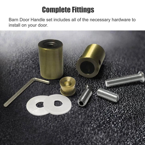 Barn door handle complete fittings set including screws and washers for Heavy Duty Push Pull Door Handle For Glass Wood And Metal Doors Built To Last, Retro Aluminum Sliding Barn Style Pull, Bronze Finish, Available In 40 60 80 100 And 120 Cm Lengths, 47.2 Inches.
