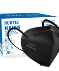 Five-Layer KN95 Face Mask Pack Of 20 Black Masks For Outdoor And Indoor Use, 95%+ Particle Filtration box with mask
