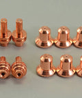 Extended Nozzle And Electrode Set For PowerMax 350 380 Plasma Cutters 25 Amp Replacement 20 Pack Includes 10 Nozzles 120504 And 10 Electrodes 020382 OEM Style