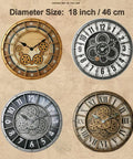 Four styles of 18 Inch Moving Gears Wall Clock Oversized Industrial Steampunk Design With Antique Oil Rubbed Bronze Finish.