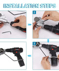 Installation steps for Fast Cutting Metal Nibbler Drill Attachment on electric drill, showing step-by-step attachment process.