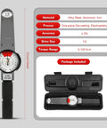 Dial Indicator Torque Wrench Half Inch Drive 0 to 100 Nm Pro Grade Precision Torque Meter With Case High Accuracy Fastener Tool For Pros And DIY Clear Dual Readout Dial For Easy Readings And Reliable Tightening, 1/2 in drive case
