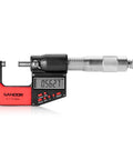 Front view of Digital Outside Micrometer With Carbide Tip For Precise Measurements 0 To 1 Inch And 0 To 25 Mm Range With 0.00005 Inch And 0.001 Mm