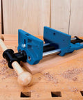 7 Inch Quick Release Workbench Vise With Drilled Jaws For Easy Wooden Pad Attachment, Pop Up Dog On Face For Panel Clamping