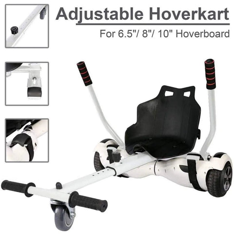 Hoverboard Seat Attachment Go Kart Conversion Kit For Self Balancing Scooters, Adjustable Length Fits 6.5, 8, and 10 Inch Models, Red