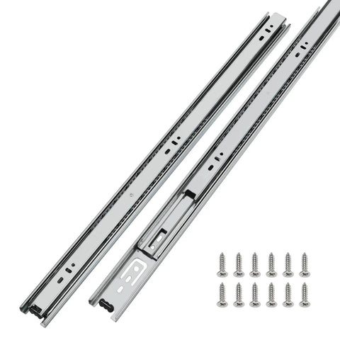 16 Inch Heavy Duty Drawer Slides Side Mount For Cabinets And Dressers, 100 Lb Capacity, 2 Pairs, with mounting screws