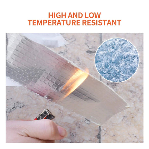 Testing Butyl Tape Waterproof Sealing Tape With Aluminum Foil For RV Roofs, Windows, Pipes And Boats with flame exposure