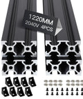 Four Piece 1220mm And 2040 V Slot Aluminum Extrusion Profiles In Black for DIY 3D printer frames with brackets and screws