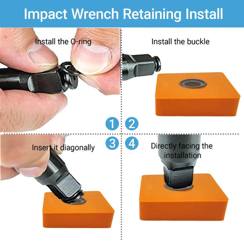 10 Pack One Half Inch Impact Wrench Retaining Ring Clips With O Ring And Anvil Install Tool in orange assembly steps