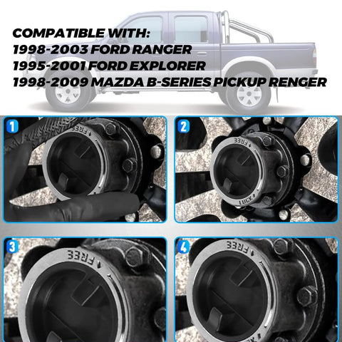 Manual Wheel Locking Hubs 2 Pack For Ford Ranger 1998 2003 Explorer 1995 2001 And Mazda B Series B2500 B3000 B4000 Pickup 1998 2009