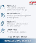 Antimicrobial Bag Barrier for Medical Bags and On The Go Workstations, Latex Free Reusable Shield That Kills Microorganisms, Easy Wipe Cleanup, Keeps Your Workspace Clean and Hygienic for Med Pros and Clinicians, 24x24 in