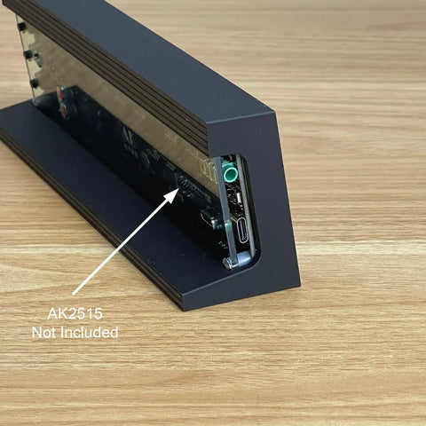Top Shelf Angled Stand For AK2515 Audio Spectrum Analyzer showing side view with ports accessible and sturdy base.