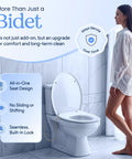 Non Electric Elongated Bidet Toilet Seat Plug And Play Self Cleaning Wash Nozzles adjustable water pressure in modern bathroom setting.