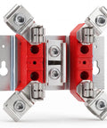 No Nonsense 200 Amp Single Phase Meter Socket Terminal Block Replacement Kit For 240 Volt Four Jaw Electric Meter Base Service Panel Lug Connector with red and metal components.