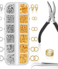 Jump Ring Jewelry Making Kit With 1200 Silver And Gold Rings Pliers Tweezers Opener And Brass Ring Tools For Necklace Repairs And DIY Jewelry Projects