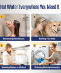 Whole House Gas Tankless Water Heater Shoots Out Instant Hot Water At 7.9 Gallons Per Minute With A Serious 180000 Btu Rating For Nonstop Family Flow Without The Cold Shower Blues used for showering, bathing pets, washing dishes, and laundry.