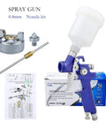Pro Grade Dual Nozzle HVLP Airbrush Spray Gun With Butter Smooth Trigger And See Through Paint Reservoir Ultra Portable Pneumatic Sprayer with 0.8mm nozzle kit.