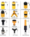 Heavy Duty Standard Garden Hose Quick Connect Set With Universal Fit And Super Fast Push Lock Design For Effortless DIY Irrigation Projects And Tool-Free Installation At Home, assorted connectors