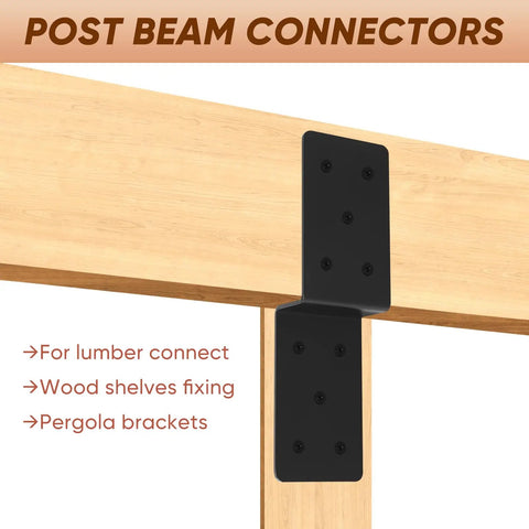 Heavy Duty Steel Z Pergola Brackets 4 Pack 5 By 5 Inch Z Shape Connectors For Post To Beam Support installed on wood.