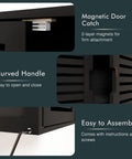 Close-up of features for Black Bamboo Over The Toilet Wall Mounted Bathroom Storage Cabinet with Three-Position Adjustable Shelf