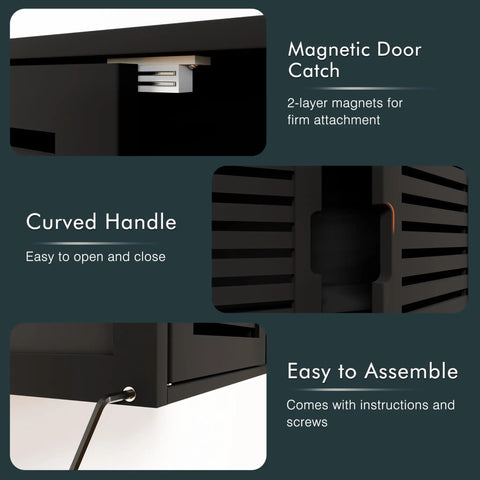 Close-up of features for Black Bamboo Over The Toilet Wall Mounted Bathroom Storage Cabinet with Three-Position Adjustable Shelf