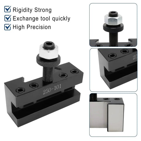 Four Piece Quick Change Tool Post 250-101 Turning Holder For Lathe, Three Sixteenth To One Half Inch Square Tool Bits