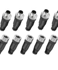 M12 4 Pin A Code Straight Circular Sensor Aviation Connector Kit Waterproof IP67 for Industrial Wiring, male and female plugs