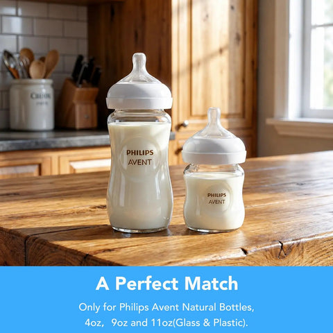 Rock Solid Replacement Collar Rings For Baby Bottles secure screw lids on Philips Avent Natural 4oz and 9oz bottles.