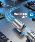 Eight Pack 510 Magnetic Thread Adapter Kit For Atomizers, Stainless Steel Universal Screw Converter Ring Connector For Soldering Iron And Circuit Board Repair, Corrosion Resistant, Compact 0.55 By 0.39 By 0.33 Inches, Silver, showing magnetic grip feature.