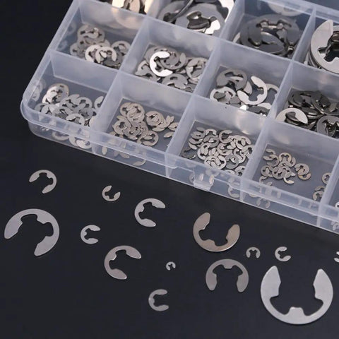380 Piece E Clip Circlip External Retaining Ring Set In 14 Sizes 304 Stainless Steel Pro Grade Rust Resistant External Retaining Ring Kit