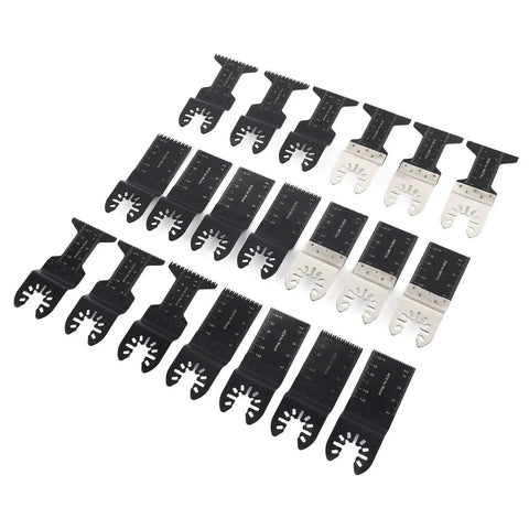 20 Piece Oscillating Saw Blades Set With Length Marks And Precision Teeth For Wood Metal And Plastics Cutting, shown in rows