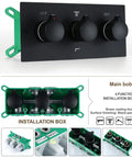 Badass Black Thermostatic Shower Set Wall Mounted With Rainfall Head And Handheld Mixer Combo Height Adjustable 4 Functions Installation box view.