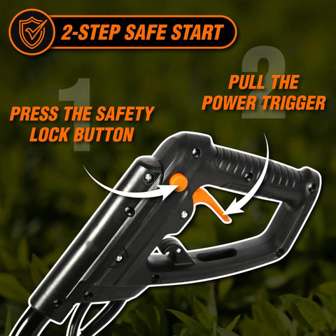 Electric Tiller And Cultivator With 14 Inch Till Width And Powerful 10 Amp Motor For Easy Garden Prep handle close-up